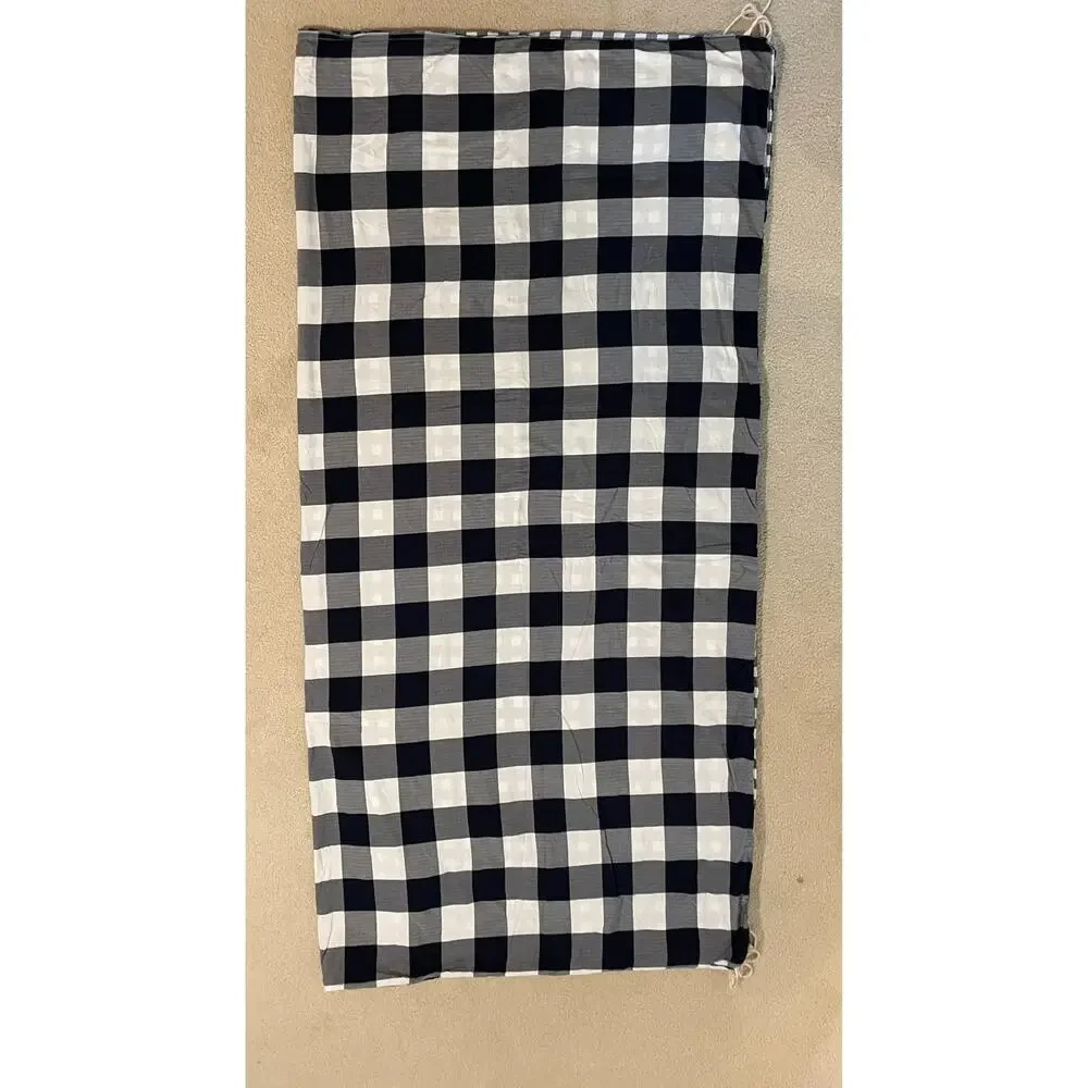 Pottery Barn Check Organic Cotton Blue White Full/Queen Duvet Cover 92x88